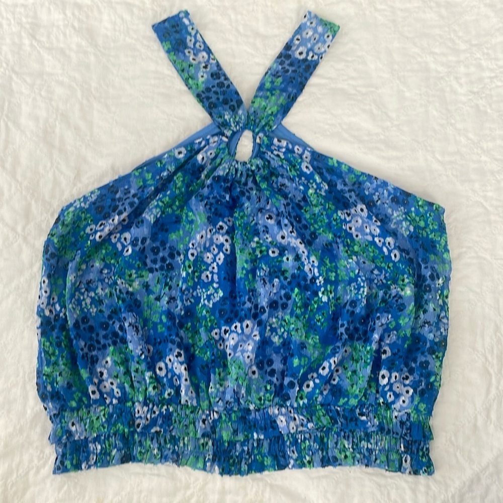 Beautiful Blue,green & white Sumer top high straps elastic band by Cato size XL